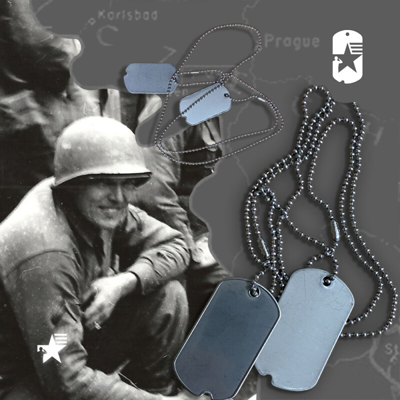 Repro-sada nerezových známek US DOG TAGS s řetízky USA